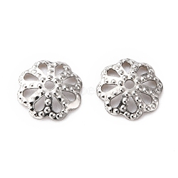 Non-Tarnish 304 Stainless Steel Fancy Bead Caps, Multi-Petal Flower, Stainless Steel Color, 7.5x1.2mm, Hole: 1mm(STAS-H124-12P)