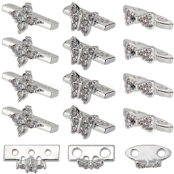 24Pcs 3 Styles Brass Pave Clear Cubic Zirconia Connector Charms, Long-Lasting Plated, Butterfly & Flower & Bowknot Links, Silver, 3~7.5x10~13x5~7mm, Hole: 1.2~1.8mm, 8pcs/style(KK-SC0004-24S)