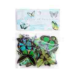 Waterproof PET Plastic Adhesive Sticker Lables, for Suitcase, Refrigerator, Mobile Phone Shell, Scarpbook, Notebook, Water Proof, Butterfly, Green, 20~50x20~50mm, about 40pcs/bag(STIC-PW0001-187E)