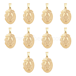 10Pcs Vacuum Plating 201 Stainless Steel Pendants, Oval with Virgin Mary, Golden, 25x17x2mm, Hole: 6x3mm(STAS-UN0042-88)