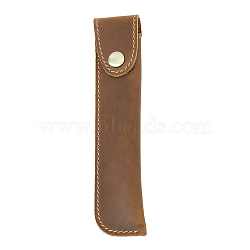 Crazy Horsehide Pen Sleeve Pouch, Fountain Pen Protective Cover, Single Pen Holder, with Alloy Snap Button, Rectangle, Camel, 170x36x16mm(AJEW-WH0314-17C)