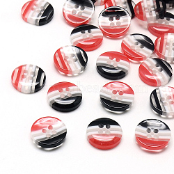 4-Hole Stripe Resin Buttons, Flat Round, White, 12.5x2.5mm, Hole: 1.5mm(BUTT-S019-09)