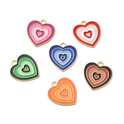 Alloy Enamel Pendants, Heart Charms, Mixed Color, 20x18.5x1mm, Hole: 2mm(FIND-G055-21G)