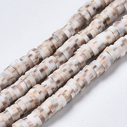 Handmade Polymer Clay Beads Strands, for DIY Jewelry Crafts Supplies, Heishi Beads, Disc/Flat Round, Antique White, 4x0.5mm, Hole: 1.8mm, about 320~447pcs/strand, 15.75 inch~16.14 inch(40~41cm)(CLAY-N008-010-167)