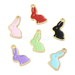 Eco-friendly Alloy Enamel Pendants, Rabbit Charm, Mixed Color, 17x10x1.5mm, Hole: 1.4mm(PALLOY-M212-19G)