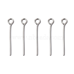 304 Stainless Steel Eye Pin, Stainless Steel Color, 20x0.6mm, Hole: 2mm, about 5000pcs/bag(STAS-E013-0.6x20mm)
