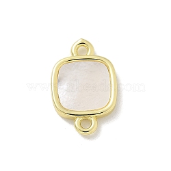 Brass Pave Shell Connector Charms, Real 18K Gold Plated, Square, 16.5x10.5x2mm, Hole: 1.6mm(KK-M300-10G-04)