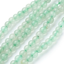 Natural Green Aventurine Beads Strands, Round, Light Green, 4mm, Hole: 1mm(G-G099-4mm-17)
