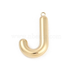 304 Stainless Steel Pendants, Ion Plating(IP), Letter Charm, Letter J, 38x23x7mm, hole: 2.1mm(STAS-I325-146G-J)