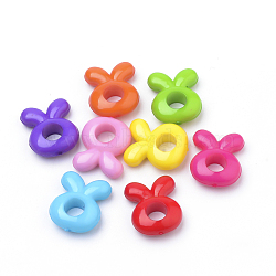 Opaque Solid Color Bunny Acrylic Beads, Rabbit Head, Mixed Color, 15x12.5x5mm, Hole: 5mm, about 1225pcs/500g(SACR-Q190-25)
