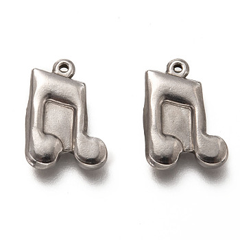 201 Stainless Steel Pendants, Musical Note, Stainless Steel Color, 17x12x2.7mm, Hole: 0.8mm