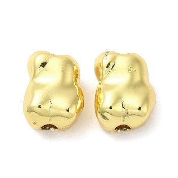 Rack Plating Brass Beads, Cadmium Free & Lead Free, Long-Lasting Plated, Nuggets, Golden, 9.5x7.5x5mm, Hole: 1.8mm