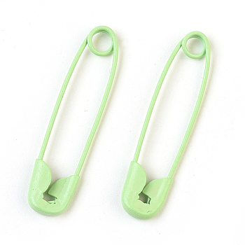 Iron Safety Pins, Pale Green, 30x7x2mm, Pin: 0.7mm