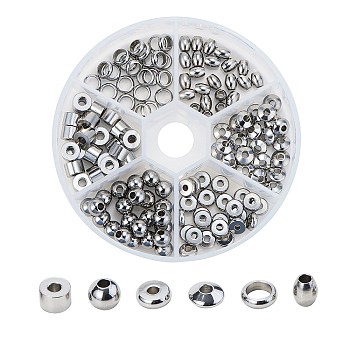 304 Stainless Steel Beads, Barrel, Stainless Steel Color, 120pcs/box