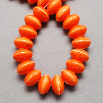 Handmade Porcelain Beads, Bright Glazed Porcelain, Rondelle, Orange Red, 15x10mm, Hole: 4mm