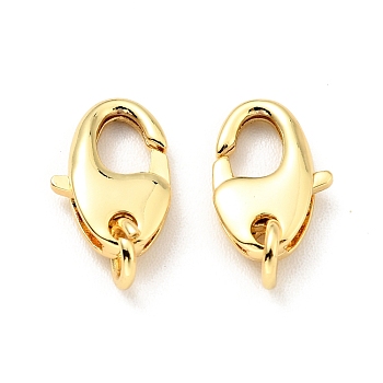 Brass Lobster Claw Clasps, with Open Jump Rings, Cadmium Free & Lead Free, Oval, Real 18K Gold Plated, 11x7x2.5mm