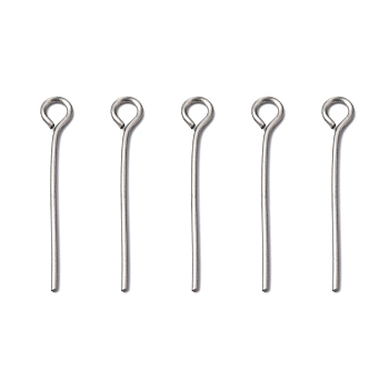 304 Stainless Steel Eye Pin, Stainless Steel Color, 20x0.6mm, Hole: 2mm, about 5000pcs/bag