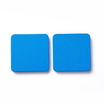 Wood Cabochons, Dyed, Square, Blue, 40x40x5mm