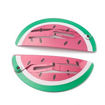 Baking Painted Iron Snap Hair Clips, for Children's Day, Watermelon, Colorful, 40x19.5x3.3mm