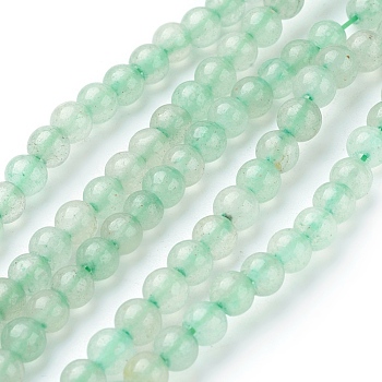 Natural Green Aventurine Beads Strands, Round, Light Green, 4mm, Hole: 1mm