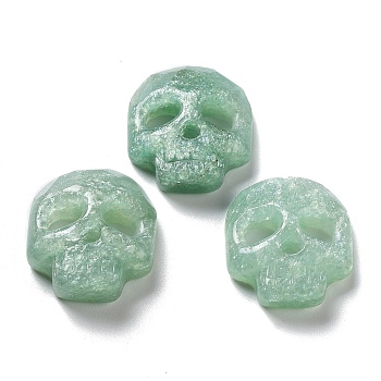 Natural Green Aventurine Pendants, Halloween Skull Charms, Faceted, 21.5~22x19~19.5x6~6.5mm, Hole: 1mm