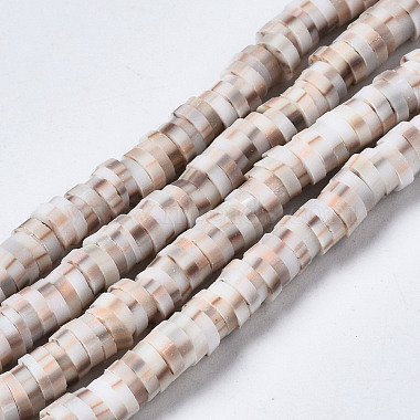 Antique White Flat Round Polymer Clay Beads