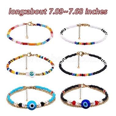 Ensemble de bracelets en perles de verre de style 6pcs 6(BJEW-SZ0001-98)-7