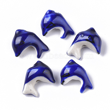 Medium Blue Dolphin Porcelain Beads