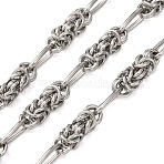 304 Stainless Steel Knot Link Chains, Unwelded, with Spool, Stainless Steel Color, 18.5x6x6mm and 12x6x1.5mm(CHS-A021-06B-P)