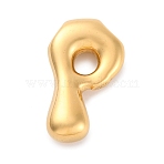 304 Stainless Steel Pendants, Letter Charm, Ion Plating(IP), Real 18K Gold Plated, Letter P, 24x14.5x6mm, Hole: 3.5x2.2mm(STAS-S166-02G-16)