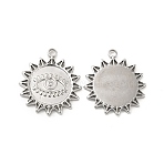 Tarnish Resistant 304 Stainless Steel Pendant Rhinestone Settings, Flower with Evil Eye, Stainless Steel Color, 21.5x19x1.5mm, Hole: 1.8mm, Fit For 0.8mm Rhinestone(STAS-B032-35P)