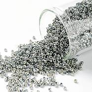 TOHO Round Seed Beads, Japanese Seed Beads, (PF565) PermaFinish Silver Grey Metallic, 15/0, 1.5mm, Hole: 0.6mm, about 3000pcs/10g(X-SEED-TR15-PF0565)