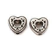 CCB Plastic Beads, Heart, Antique Silver, 7.5x8x3mm, Hole: 1.3mm(FIND-Z063-40AS)