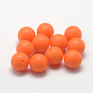 Food Grade Eco-Friendly Silicone Beads, Chewing Beads For Teethers, DIY Nursing Necklaces Making, Round, Dark Orange, 14~15mm, Hole: 2mm(X-SIL-R008C-17)