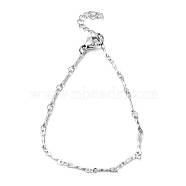 304 Stainless Steel Textured Bar Link Chain Bracelets, Stainless Steel Color, 7-1/8 inch(18.1cm)(BJEW-K226-05P)