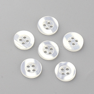 4-Hole Plastic Buttons, Flat Round, Seashell Color, 12.5x2mm, Hole: 2mm(BUTT-S020-11-12.5mm)