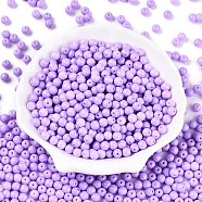 Opaque Baking Painted Glass Beads, Round, Lilac, 5.5x4.5~5mm, Hole: 1mm, about 2500pcs/pound(DGLA-T004-02L)