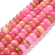Dyed Natural White Jade Beads Strands, Rondelle, Hot Pink, 10x6mm, Hole: 1mm, about 61pcs/strand, 15.20 inch(38.6cm)(G-G107-A02-01)