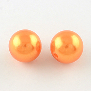 Round ABS Plastic Imitation Pearl Beads, Dark Orange, 20mm, Hole: 2mm(X-OACR-R053-04)