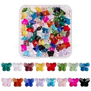 96Pcs 16 Colors Transparent Glass Beads, Faceted, Butterfly, Mixed Color, 8x10x5.5mm, Hole: 1mm, 6pcs/color(GLAA-SZ0001-36)