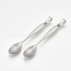 304 Stainless Steel Big Pendants, Spoon Shape, Stainless Steel Color, 52.5x9.5x4mm, Hole: 7.5x4mm(STAS-T045-28P)