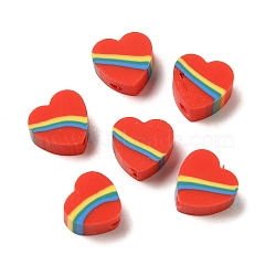 Polymer Clay Bead, Heart, Red, 8.5x9x4mm, Hole: 2mm(CLAY-Z003-03A)