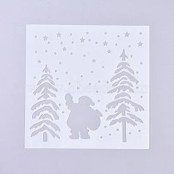 Christmas Theme Plastic Reusable Drawing Painting Stencils Templates, for Painting on Fabric Canvas Tiles Floor Furniture Wood, Santa Claus, Clear, 130x130x0.2mm(DIY-G027-E01)