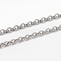 Tarnish Resistant 304 Stainless Steel Rolo Chains, Belcher Chains, Unwelded, Stainless Steel Color, 3x1mm(CHS-L001-28-3mm)