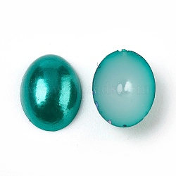 ABS Plastic Imitation Pearl Cabochons, Oval, Sea Green, 8x6x2mm, about 5000pcs/bag(SACR-R755-8x6mm-Z55)