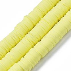 Flat Round Eco-Friendly Handmade Polymer Clay Beads, Disc Heishi Beads for Hawaiian Earring Bracelet Necklace Jewelry Making, Champagne Yellow, 10mm(CLAY-R067-10mm-23)