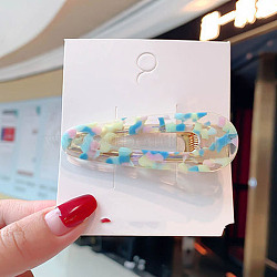 Cellulose Acetate Alligator Hair Clips, Hollow Out Hair Accessories for Girls Women, Teardrop, Deep Sky Blue, 65mm(OHAR-PW0007-02F)