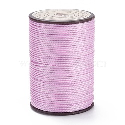 Round Waxed Polyester Thread String, Micro Macrame Cord, Twisted Cord, for Leather Sewing Stitching, Lilac, 0.8mm, about 54.68 Yards(50m)/Roll(YC-D004-02E-011)