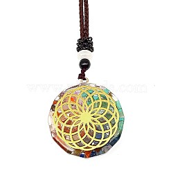 Resin & Natural & Synthetic Mixed Gemstone Pendant Necklaces, Flower, 25.59 inch(65cm)(OG4289-22)