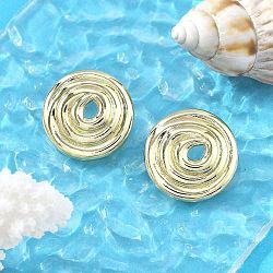 Brass Stud Earrings for Women, Flat Round, Golden, 25mm(EJEW-U035-08G)